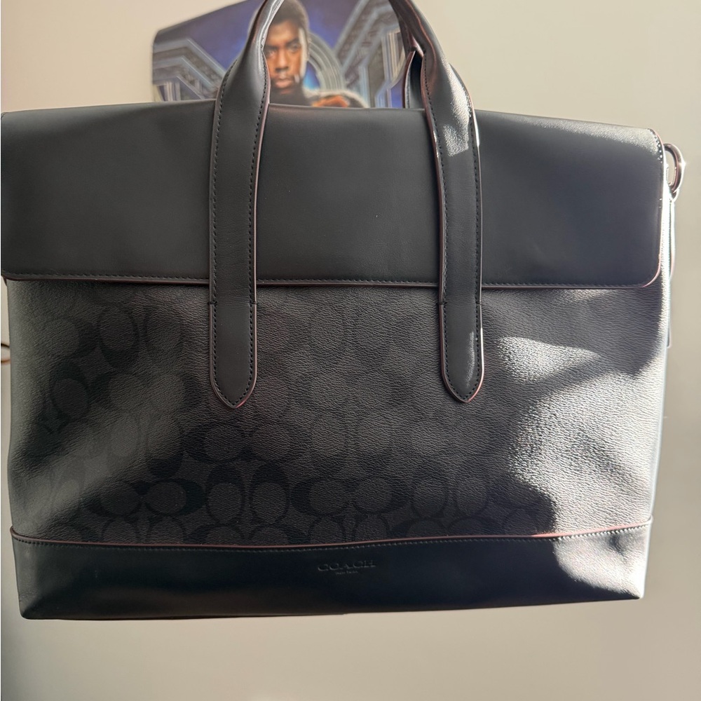 Coach Black Signature Canvas & Leather Brief Bag